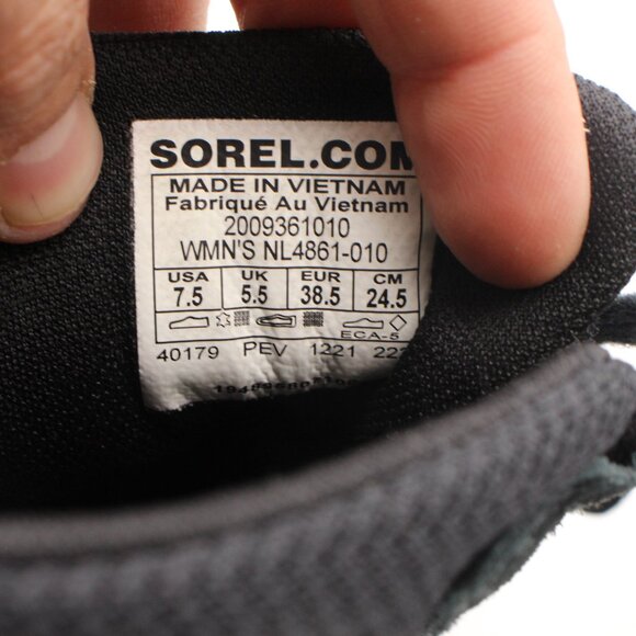 Sorel Out N About III Mid Sneaker Boots Women's 7.5 Black Sea Salt Waterproof - Picture 3 of 11